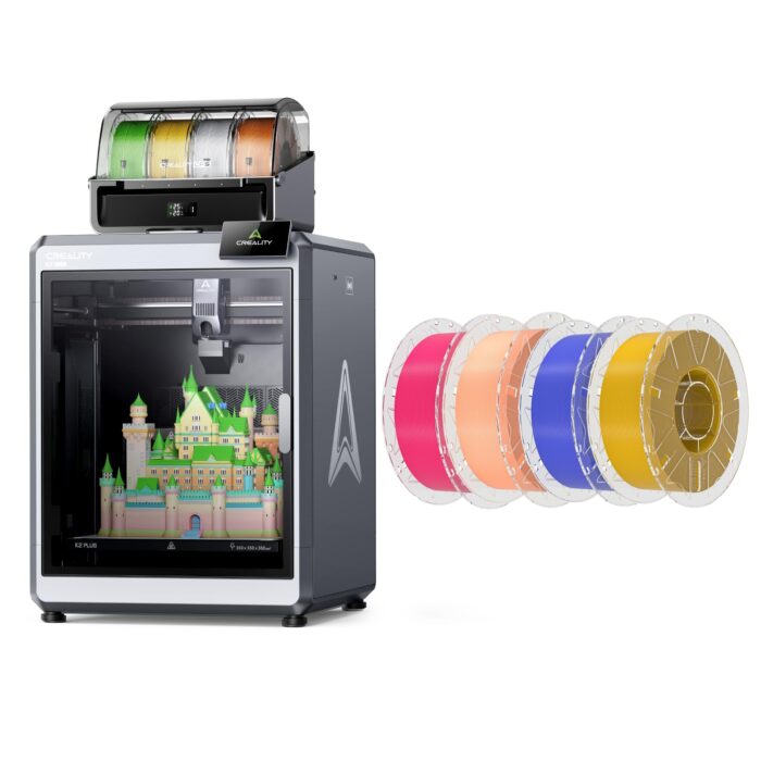 Creality K2 Plus Combo 3D Printer, Multi Color Printing with New CFS Bundle with Hyper RFID PLA Filament 1.75mm 4KG((Perry Blue&Gold&Strawberry Red&Peach Pink)