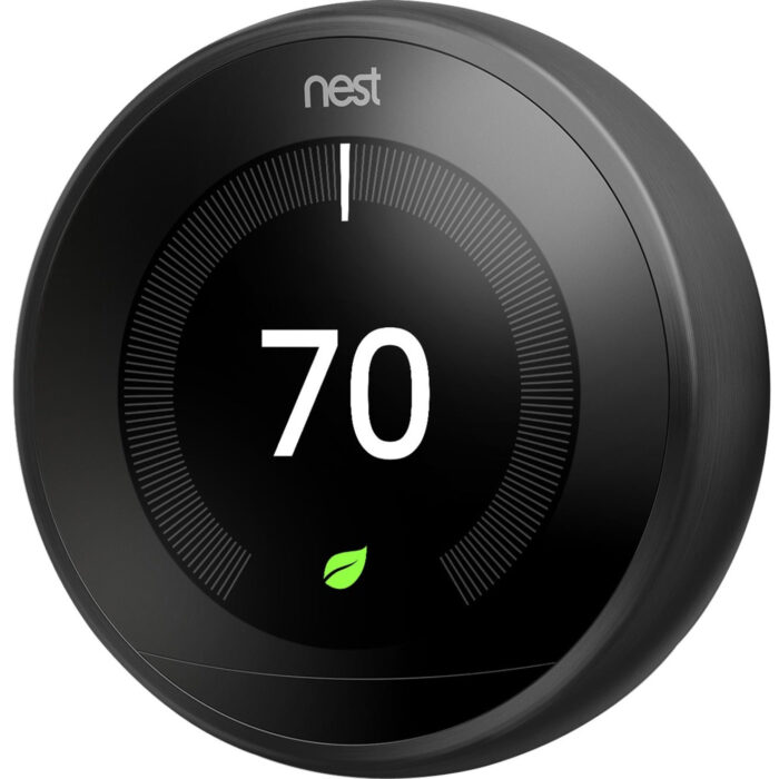 Google Nest Learning Thermostat 3rd Generation, Smart Connect, Energy Star Certified, Compatible with Google Assistant/Alexa/Wink, Controls Heat/Cooling/Fan, Black - T3016US (2 Year Warranty)