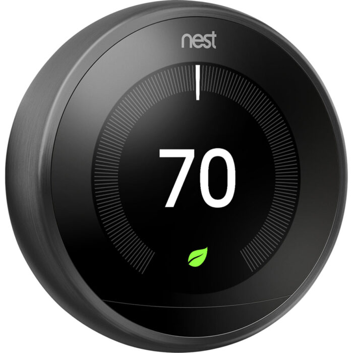 Google Nest Learning Thermostat 3rd Generation, Smart Connect, Energy Star Certified, Compatible with Google Assistant/Alexa/Wink, Controls Heat/Cooling/Fan, Black - T3016US (2 Year Warranty)