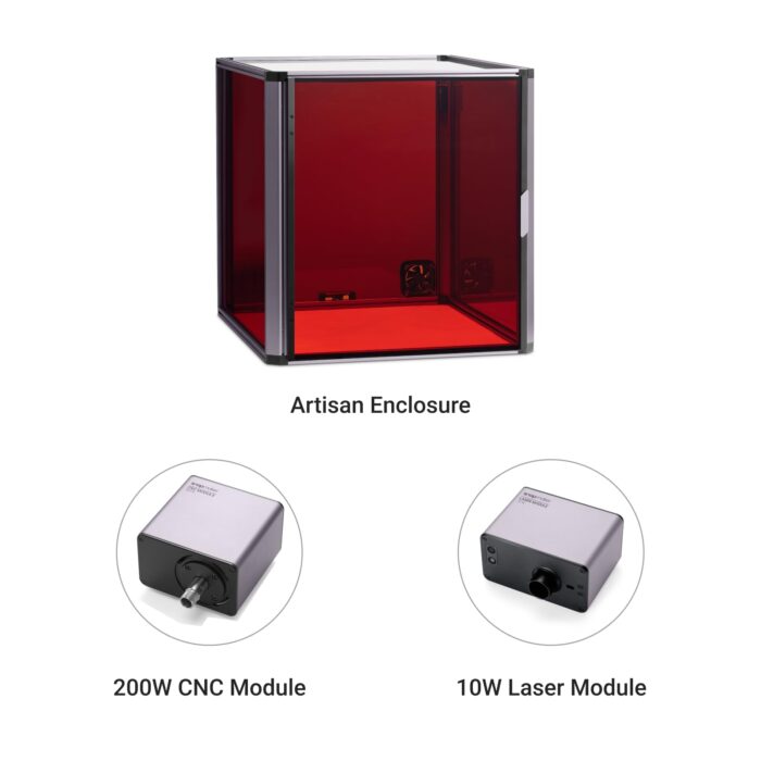 Snapmaker 3 in 1 Addons for Artisan 3D Printer Including Artisan Enclosure,200W CNC Module,10W Laser Module (Standard 3-in-1 Addons for Artisan 3DP)